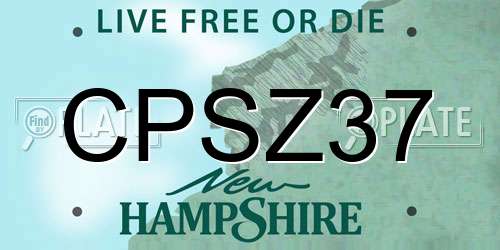 CPSZ37 New Hampshire License Plate