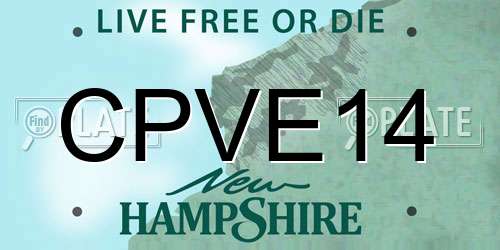 CPVE14 New Hampshire License Plate