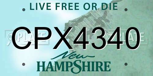 CPX4340 New Hampshire License Plate