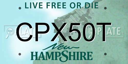 CPX50T New Hampshire License Plate