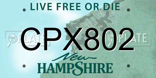 CPX802 New Hampshire License Plate