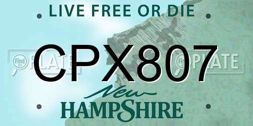 CPX807 New Hampshire License Plate