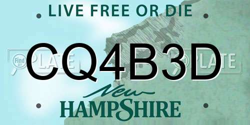 CQ4B3D New Hampshire License Plate