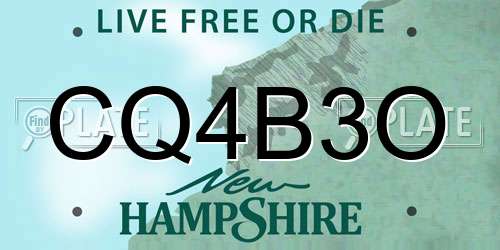 CQ4B3O New Hampshire License Plate