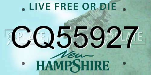CQ55927 New Hampshire License Plate
