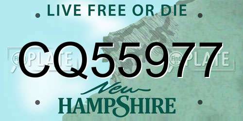 CQ55977 New Hampshire License Plate