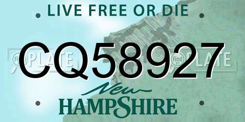 CQ58927 New Hampshire License Plate