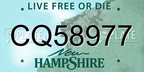 CQ58977 New Hampshire License Plate