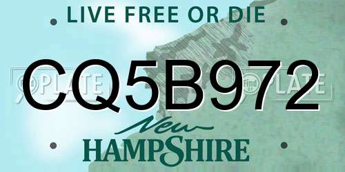 CQ5B972 New Hampshire License Plate