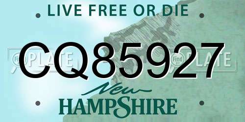 CQ85927 New Hampshire License Plate