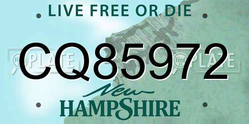 CQ85972 New Hampshire License Plate
