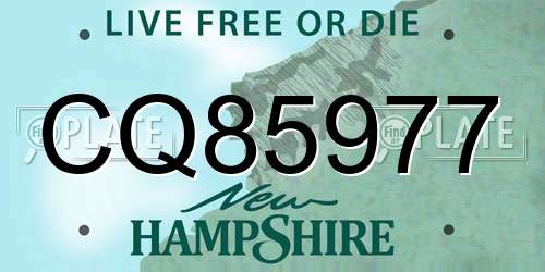 CQ85977 New Hampshire License Plate
