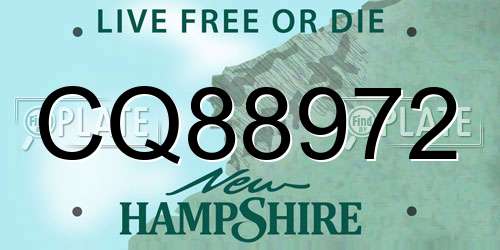 CQ88972 New Hampshire License Plate