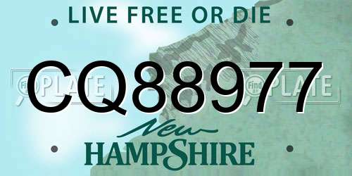 CQ88977 New Hampshire License Plate