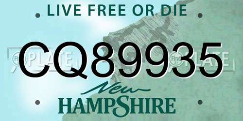CQ89935 New Hampshire License Plate