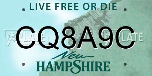 CQ8A9C New Hampshire License Plate