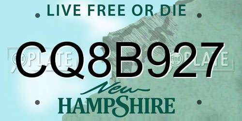 CQ8B927 New Hampshire License Plate