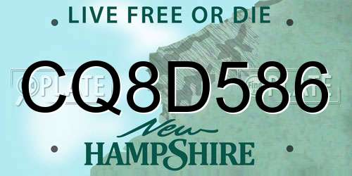 CQ8D586 New Hampshire License Plate