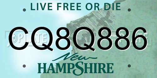 CQ8Q886 New Hampshire License Plate