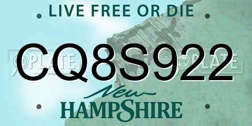 CQ8S922 New Hampshire License Plate