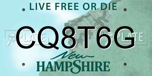 CQ8T6G New Hampshire License Plate