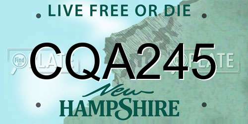 CQA245 New Hampshire License Plate