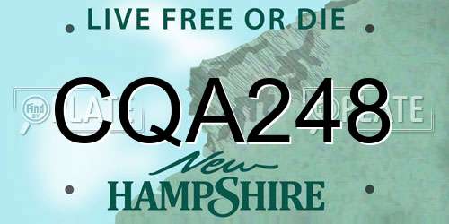 CQA248 New Hampshire License Plate