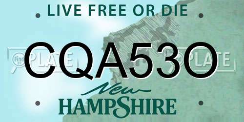 CQA53O New Hampshire License Plate