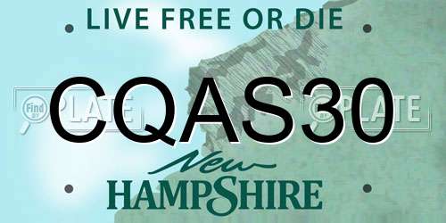 CQAS30 New Hampshire License Plate