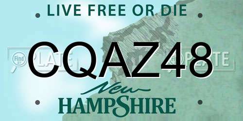 CQAZ48 New Hampshire License Plate