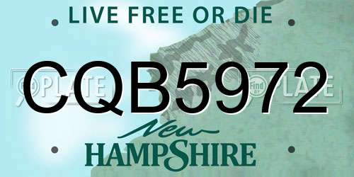 CQB5972 New Hampshire License Plate