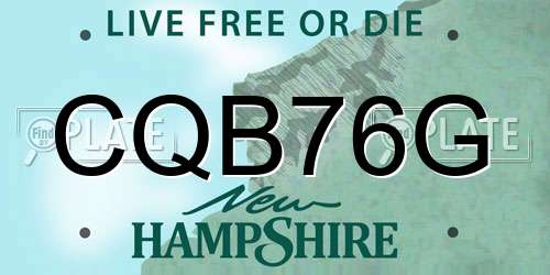 CQB76G New Hampshire License Plate