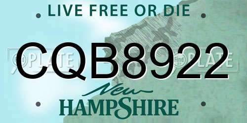 CQB8922 New Hampshire License Plate
