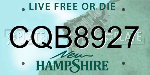 CQB8927 New Hampshire License Plate