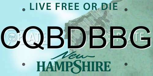 CQBDBBG New Hampshire License Plate