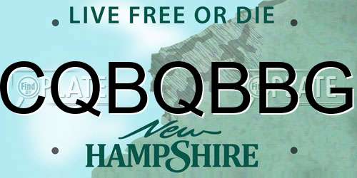 CQBQBBG New Hampshire License Plate