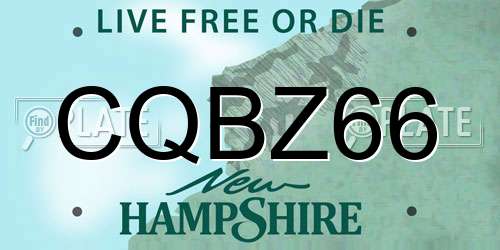 CQBZ66 New Hampshire License Plate