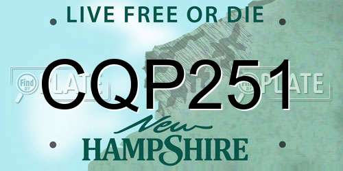 CQP251 New Hampshire License Plate