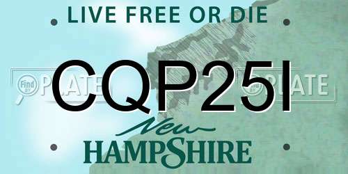 CQP25I New Hampshire License Plate