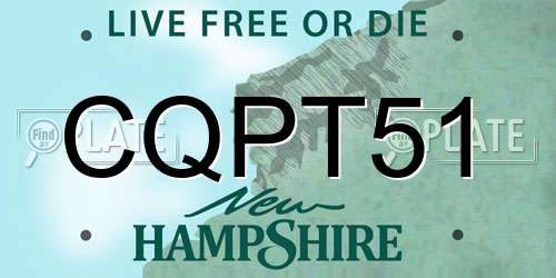 CQPT51 New Hampshire License Plate