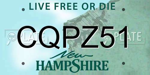 CQPZ51 New Hampshire License Plate