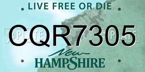 CQR7305 New Hampshire License Plate