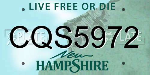 CQS5972 New Hampshire License Plate