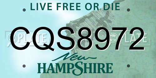 CQS8972 New Hampshire License Plate