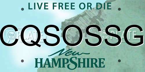 CQSOSSG New Hampshire License Plate