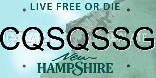 CQSQSSG New Hampshire License Plate