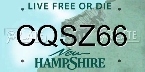 CQSZ66 New Hampshire License Plate