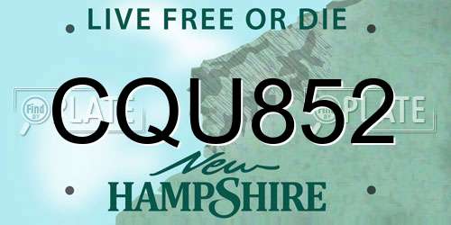 CQU852 New Hampshire License Plate