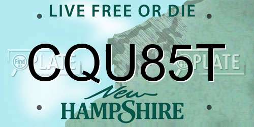 CQU85T New Hampshire License Plate