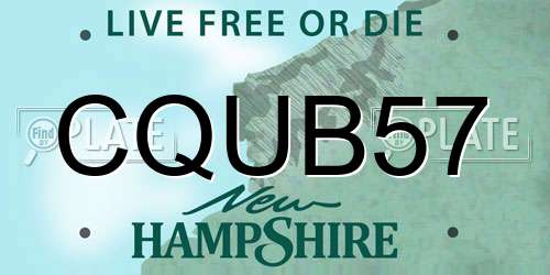 CQUB57 New Hampshire License Plate